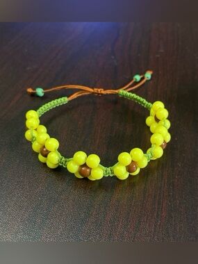 Sunflower macrame Beaded Bracelet